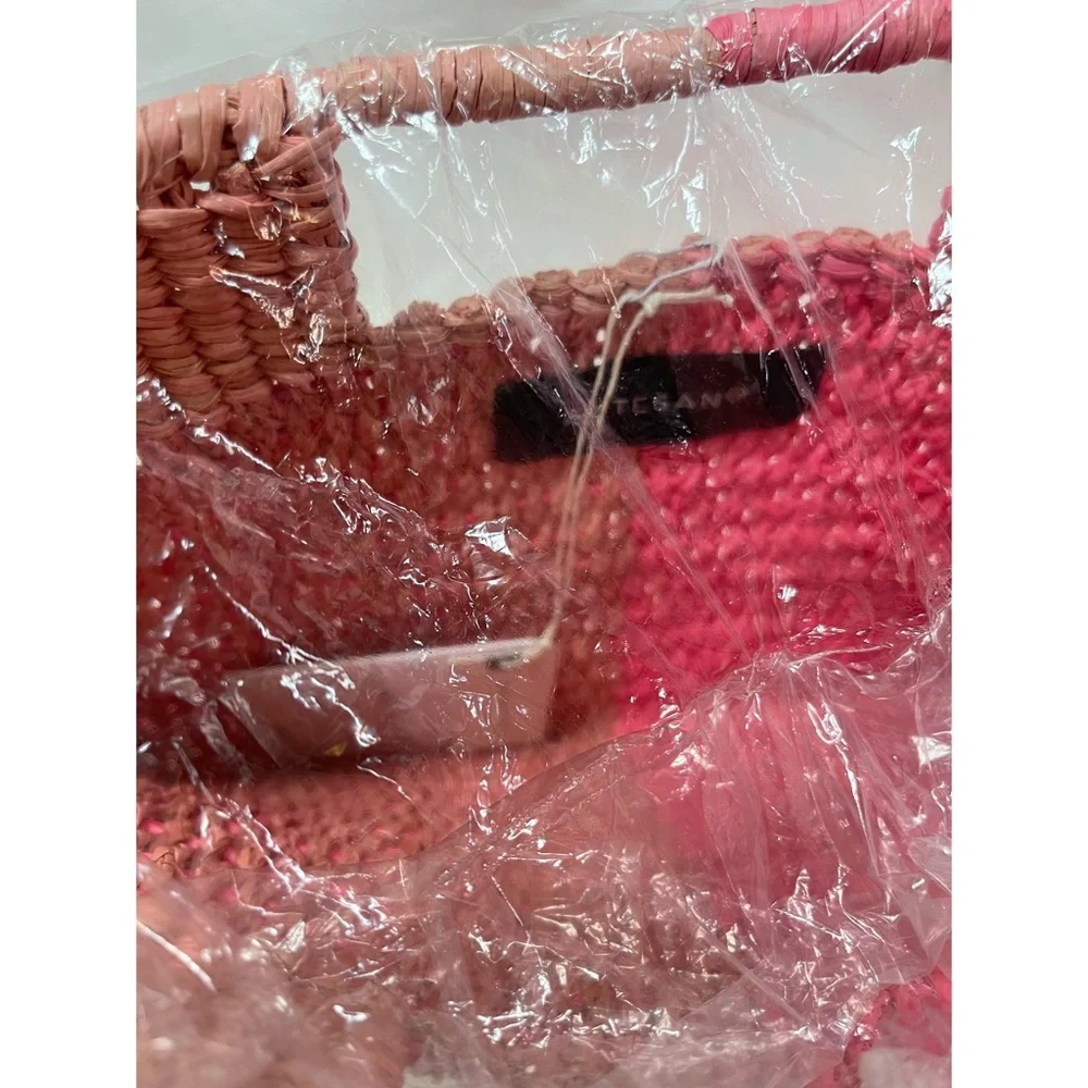 Anthropologie Colorblocked Straw Clutch -Pink- NWT - Picture 8 of 9